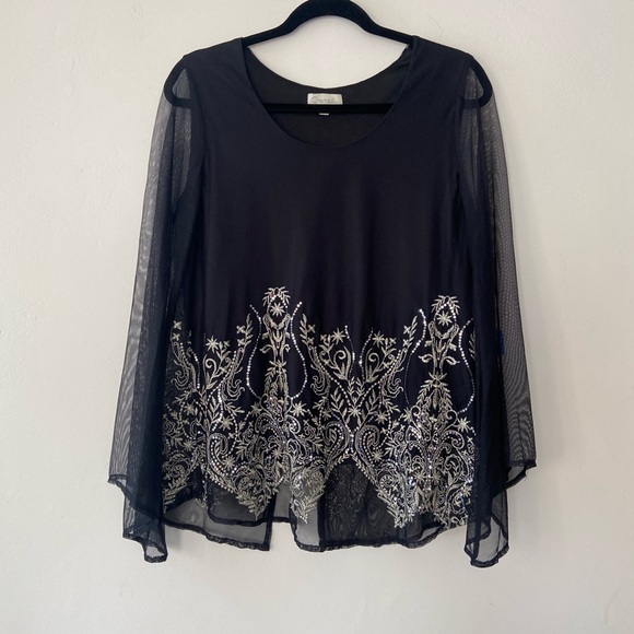 Chenalt Brand Evening Swing Blouse with rhinestone /Date night - Picture 1 of 7